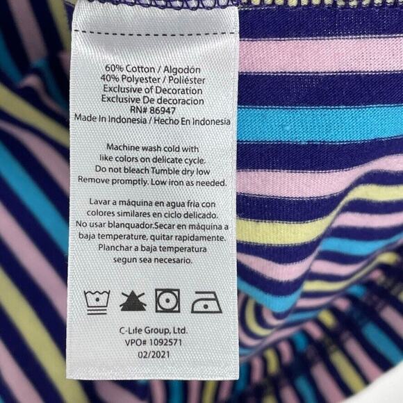 Nickelodeon Multicolored Striped Embroidered Logo Round Neck Shirt Size M Men's - Picture 6 of 7